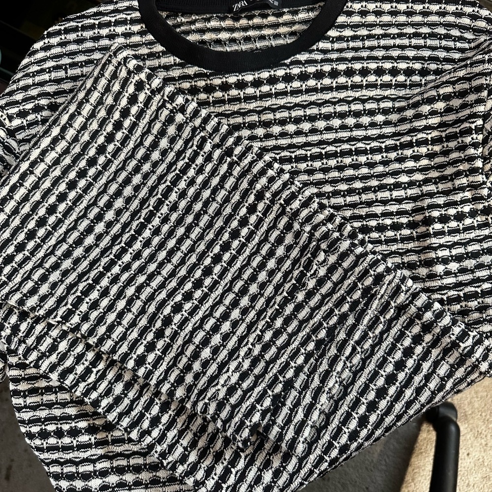 Zara Monochrome Knit Top and Pant set.